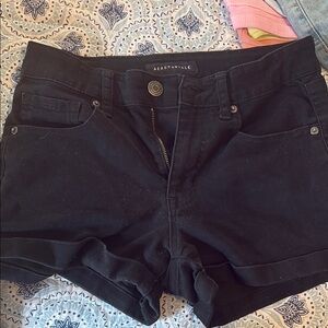 Aeropostale Black Jean Shorts Mid-Thigh Cuffed